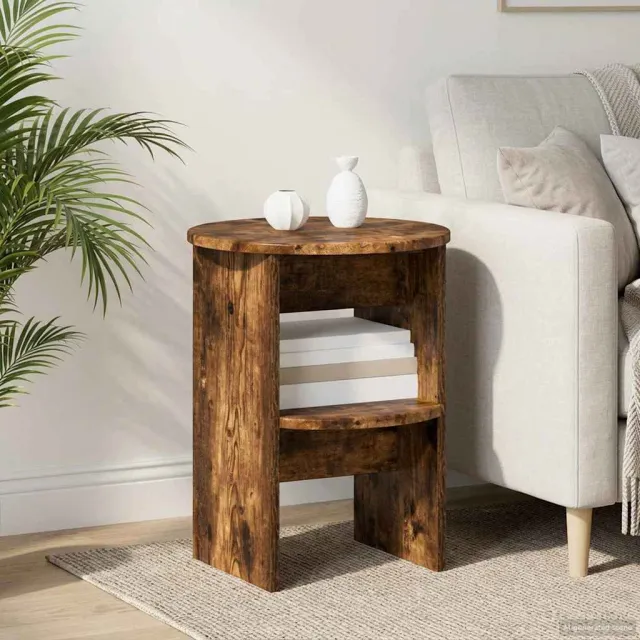 vidaXL Bijzetkast Gerookte Eik Ø40 x 50 cm Geconstrueerd hout bruin, foto 2