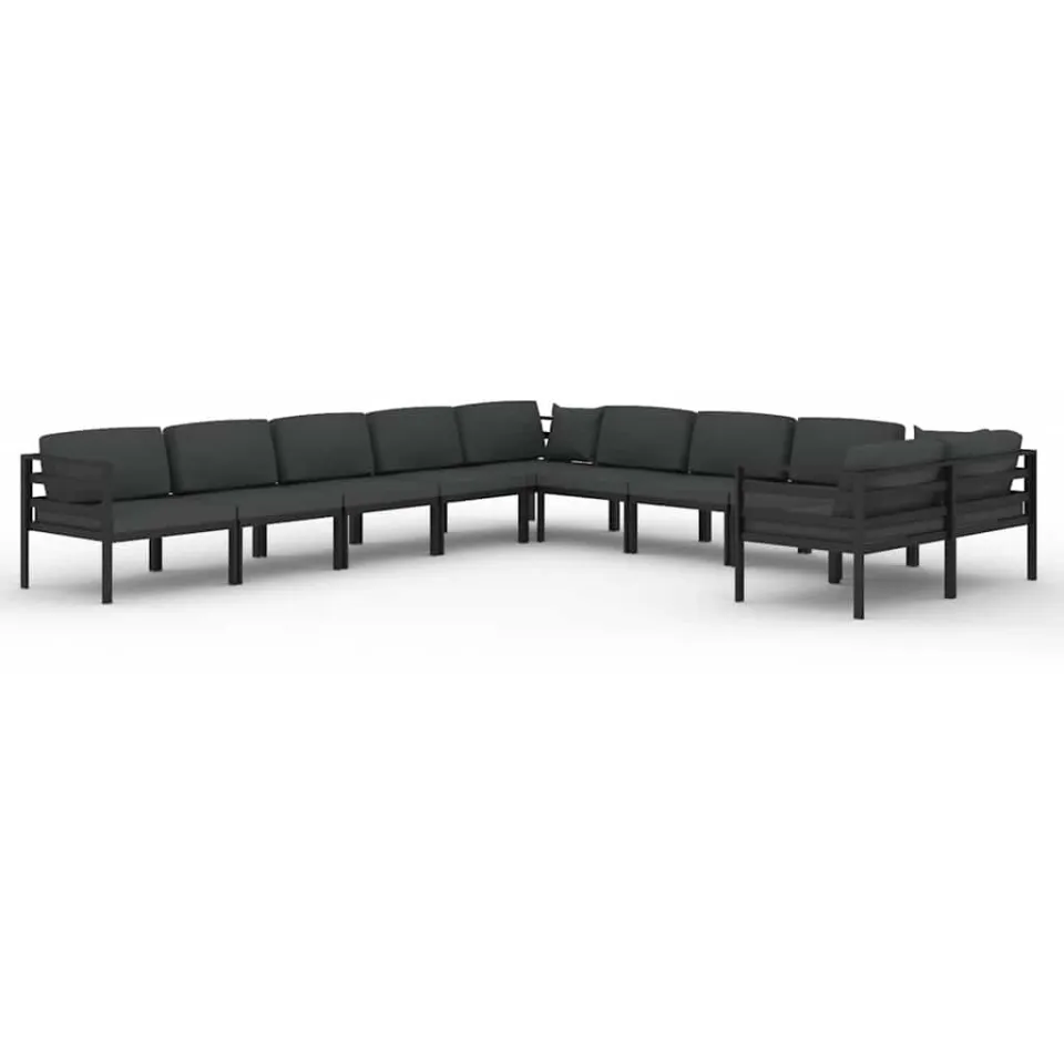 vidaXL 10-delige Loungeset met kussens aluminium antracietkleurig, foto 3