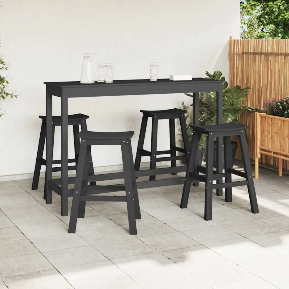 vidaXL Tuin Bar Set 4 st Zwart HDPE, foto 2