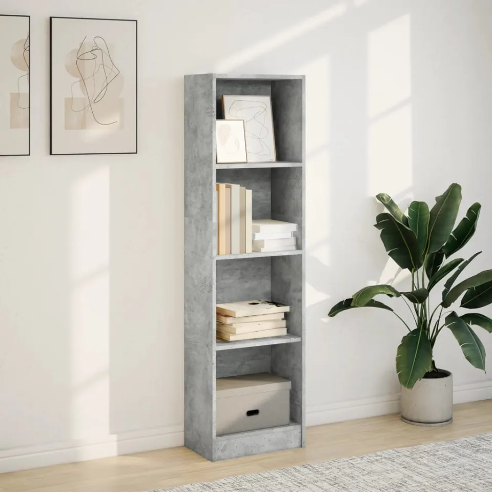 vidaXL Boekenkast 40x24x143 cm bewerkt hout betongrijs grijs, foto 2