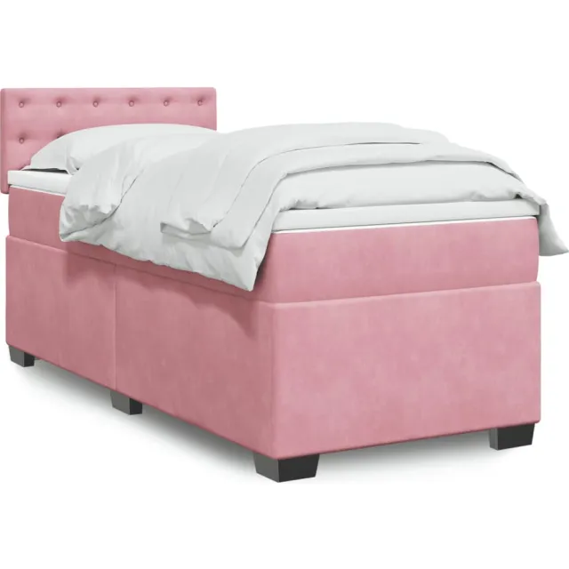 vidaXL Boxspring met matras fluweel roze 90x190 cm