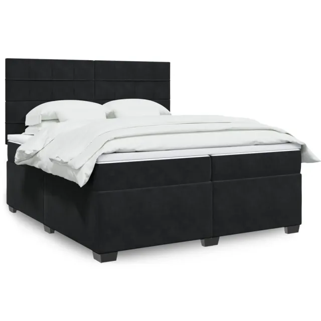 vidaXL Boxspring met matras fluweel zwart 200x200 cm