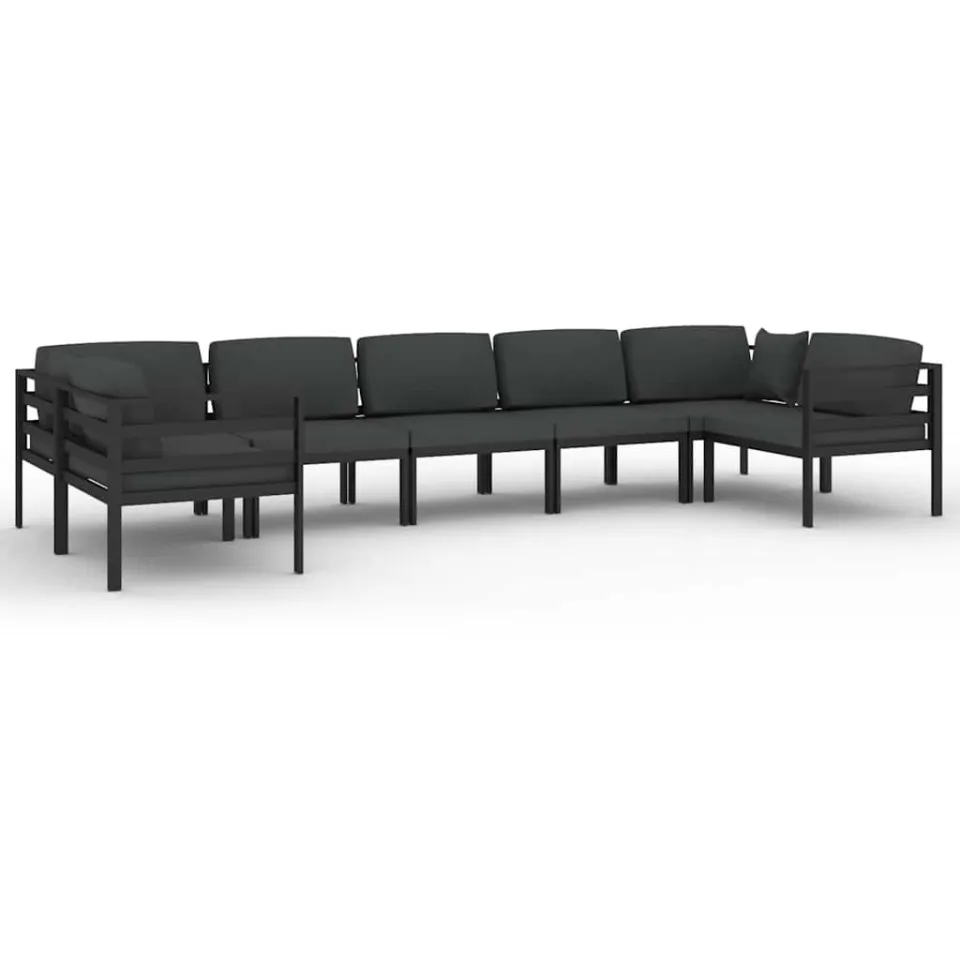 vidaXL 7-delige Loungeset met kussens aluminium antracietkleurig Anthraciet