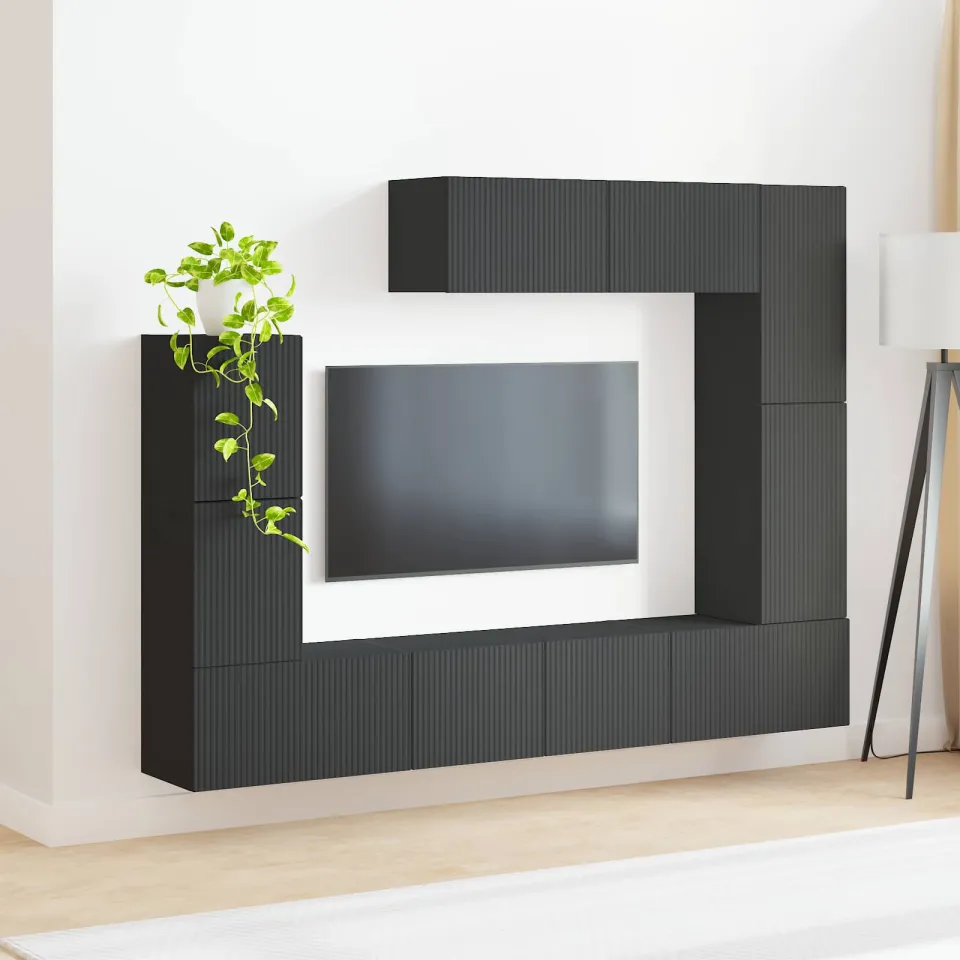 vidaXL Tv-meubelset 5 st Zwart Bewerkt hout, foto 4