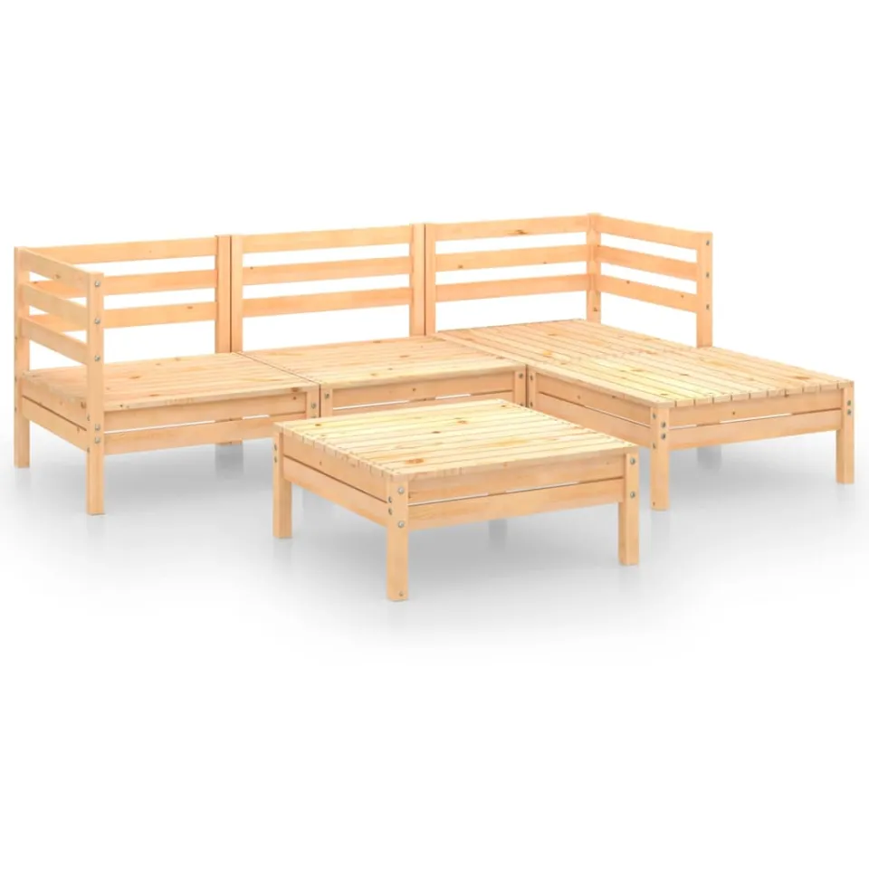 vidaXL 5-delige Loungeset massief grenenhout bruin, foto 3
