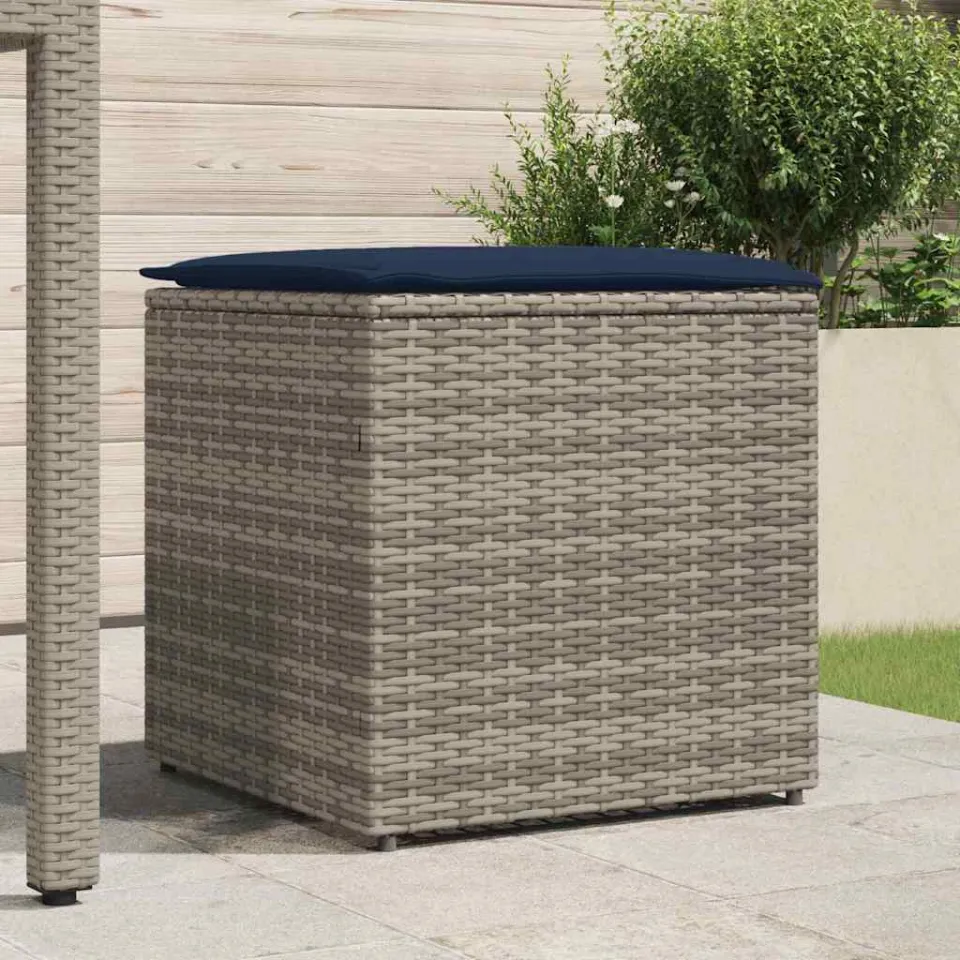 vidaXL Kussenbox met opslag Grijs 50 x 50 x 50 cm poly rattan, foto 3