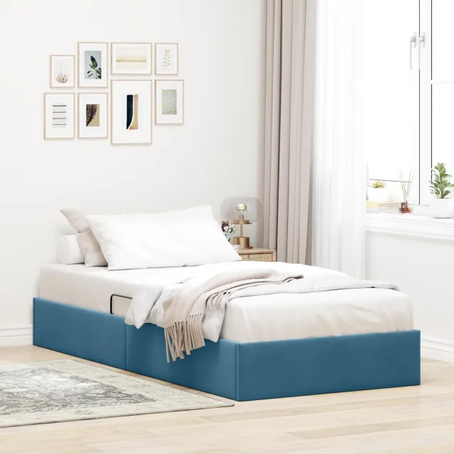 vidaXL Ottoman Bedframe Donkerblauw 90 x 200 cm Fluweel