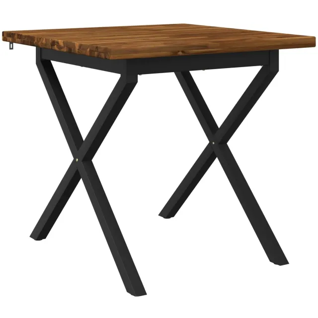 vidaXL Vierkante - Eettafel - 70 - x - 70 - x - 75 - cm - Massief - Acacia - Hout Naturel en Zwart