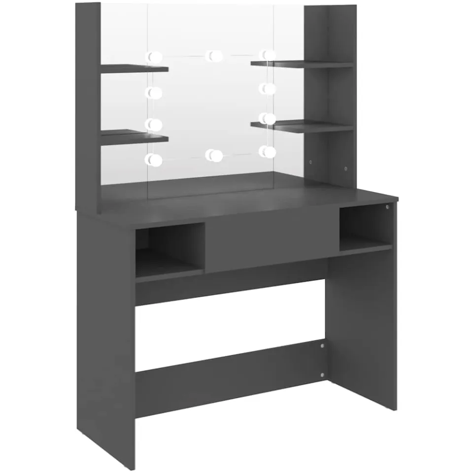 vidaXL Kaptafel met LED-verlichting 100x40x135 cm MDF grijs, foto 3