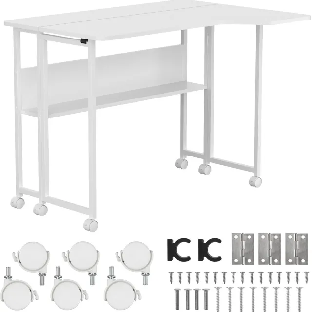Maclean Bureau - Inklapbare mobiele bureau - 100 x 73 cm, max. 50 kg, hoekmodel, L-vorm, MC-126 L/W - Wit
