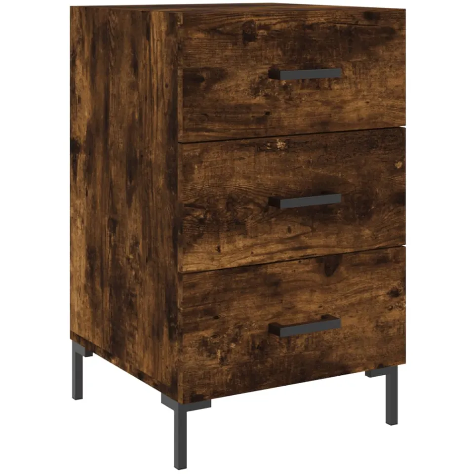 vidaXL Nachtkastje 40x40x66 cm bewerkt hout gerookt eikenkleurig, foto 3
