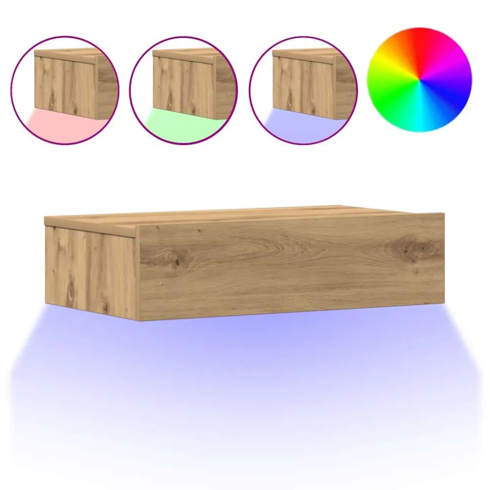 vidaXL Nachtkastje 60x35 cm bewerkt hout artisanaal eikenkleur, foto 3