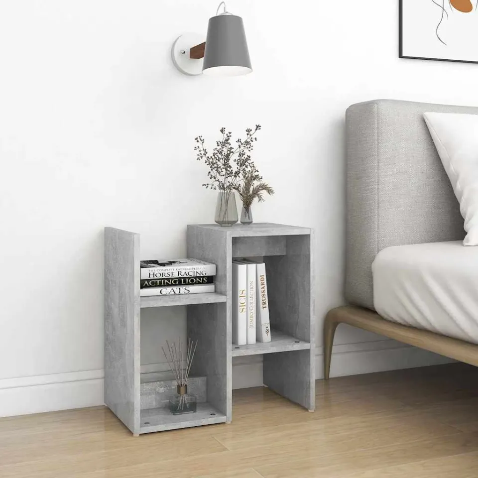 vidaXL Nachtkastjes 2 st 50x30x51,5 cm bewerkt hout betongrijs grijs, foto 4