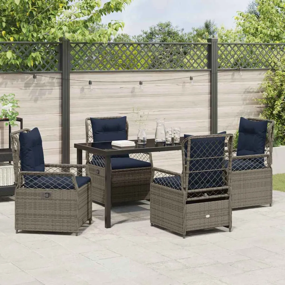 vidaXL Tuin eettafelset 5 st Grijs poly rattan, foto 3