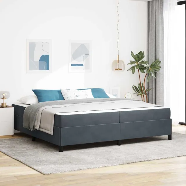 vidaXL Bedframe Donkergrijs 200 x 200 cm Stof middelgrijs