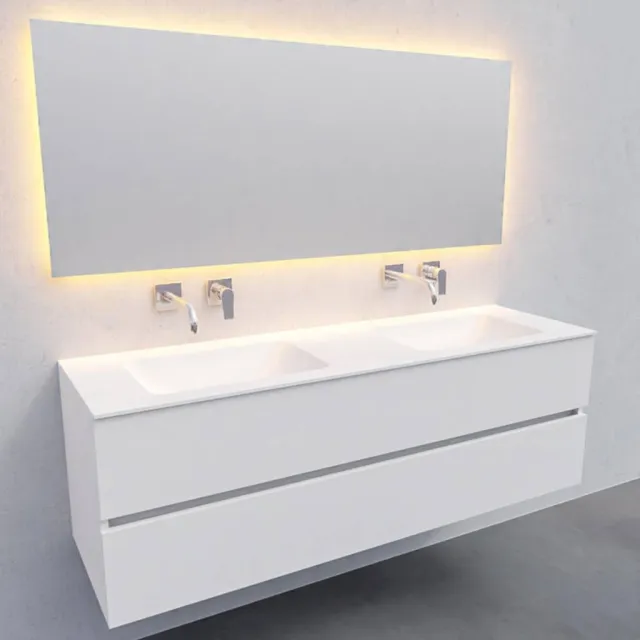 Boss & Wessing Badkamermeubel Solid Surface AQS Oslo 150x46 cm Dubbel Mat Wit Boss & Wessing