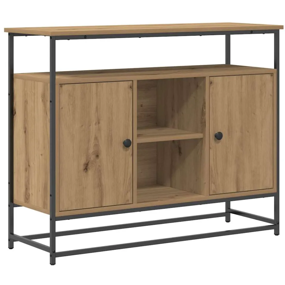 vidaXL Dressoir Artisan Eiken 100 x 35 x 80 cm Bewerkt hout, foto 3