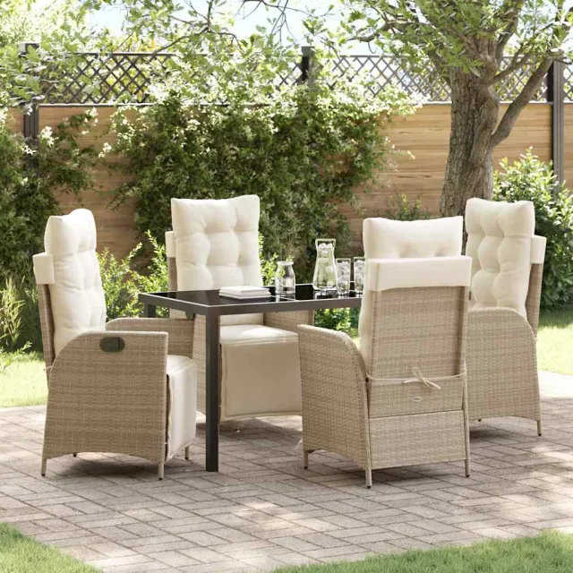 vidaXL Tuin eettafelset 5 st Beige poly rattan