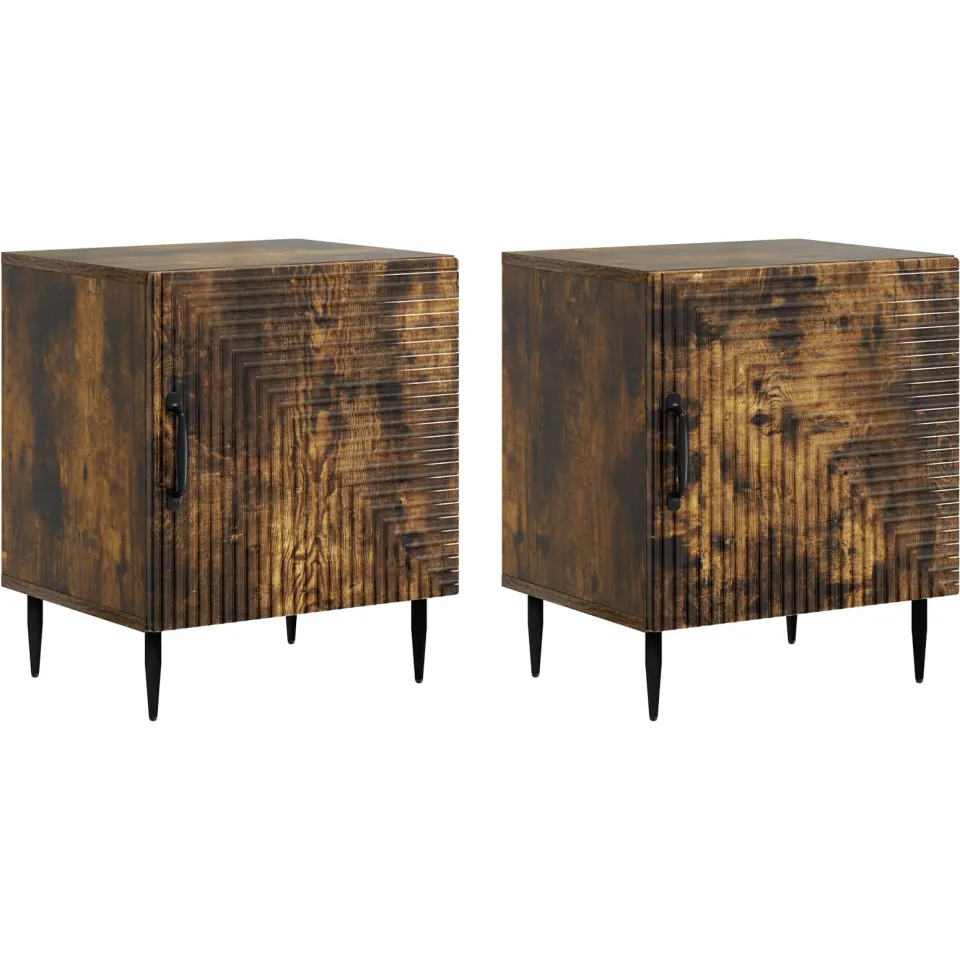 vidaXL Nachtkastje 2 st Gerookt eiken 43 x 34,5 x 50 cm Bewerkt hout, foto 3