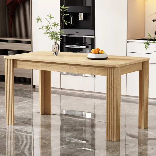 Wishdor Eettafel - Rechthoekig tafelblad - Vier stevige poten - Modern eenvoudig design - Eetkamer woonkamer keuken - Houtlook - Eikenkleur - 116 x 65 x 75 cm Oak