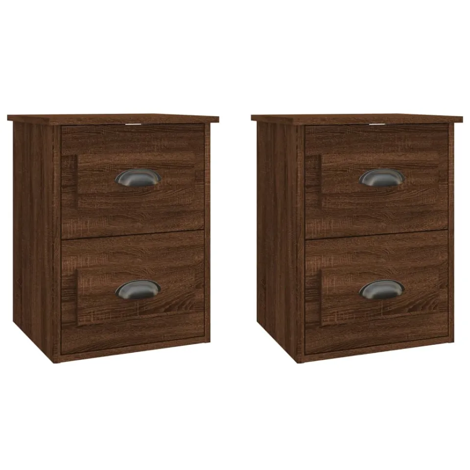vidaXL Nachtkastjes 2 st wandgemonteerd 41,5x36x53 cm bruin eikenkleur