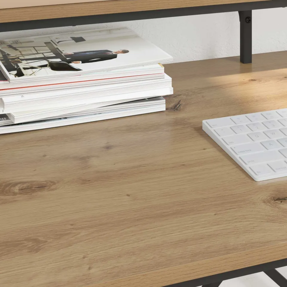 vidaXL Bureau Artisan Eiken 80 x 50 x 90 cm Bewerkt hout, foto 4