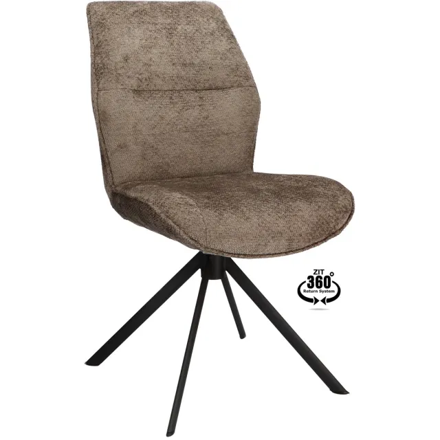 Icon Living Stoel Lux - Stof Movie Taupe - Leg Black 360° Return-System Bruin