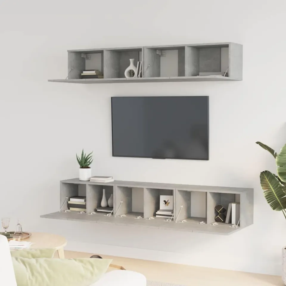 vidaXL 5-delige Tv-meubelset bewerkt hout betongrijs grijs, foto 3