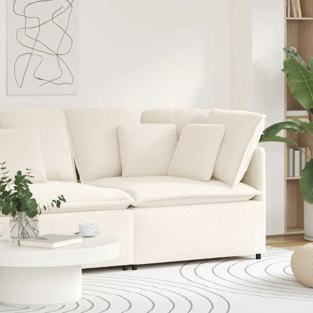 vidaXL Modulaire hoekmodule bank met kussens 100 cm crèmekleurig