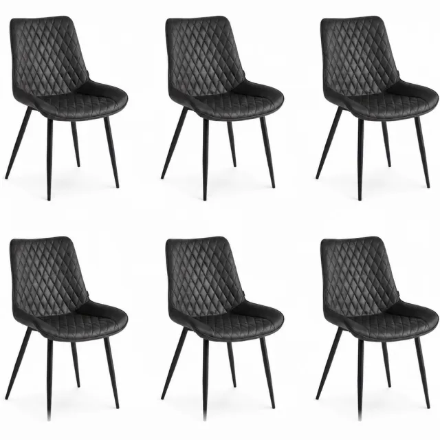 Colenis Adama Eetkamerstoel - Set Van 6 - Antraciet - Microfiber - Industrieel