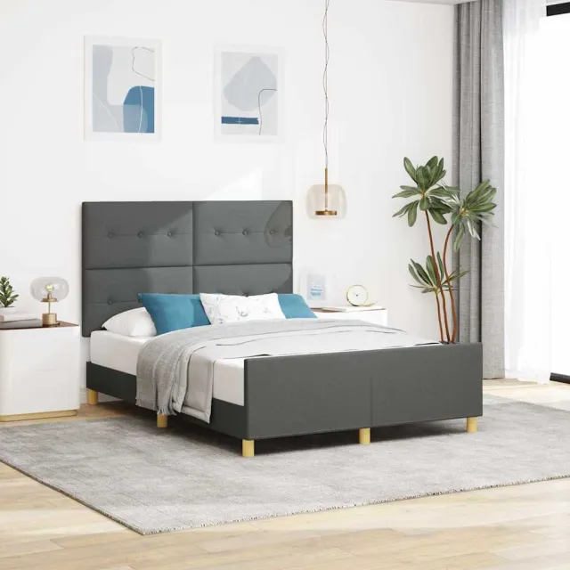vidaXL Bedframe met hoofdeinde Donkergrijs 140 x 200 cm Stof
