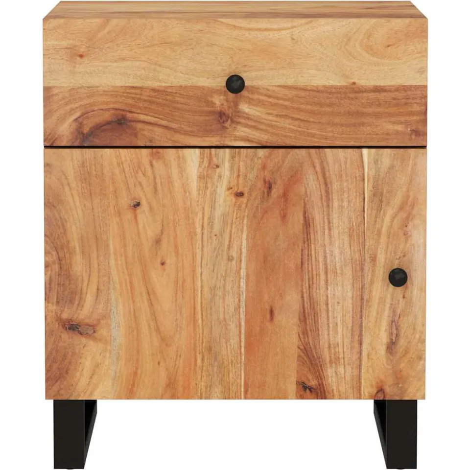 vidaXL Nachtkastje 50x33x60 cm massief acaciahout en bewerkt hout Bruin