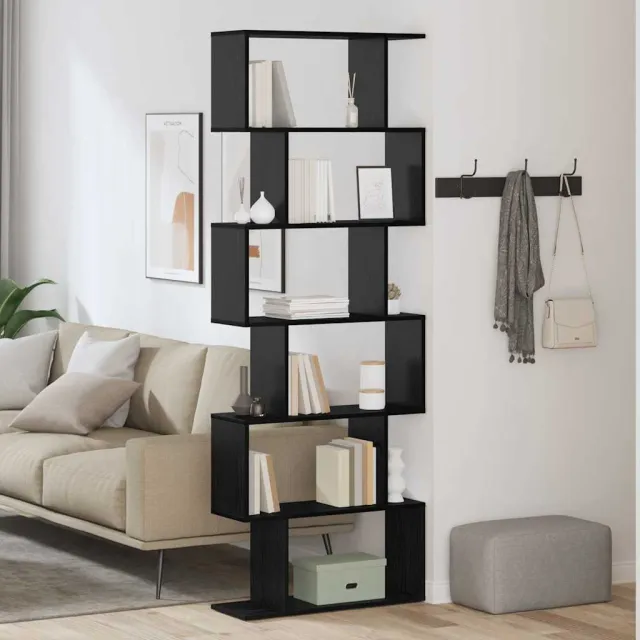 vidaXL Boekenkast 6-laags 70 x 24 x 193,5 cm Bewerkt hout Zwart Eiken, foto 2