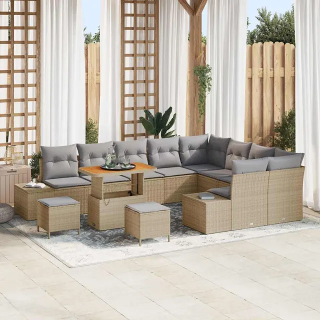 vidaXL Tuinbankenset 12 st Beige poly rattan, foto 2