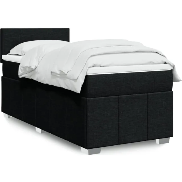 vidaXL Boxspring met matras stof zwart 90x190 cm