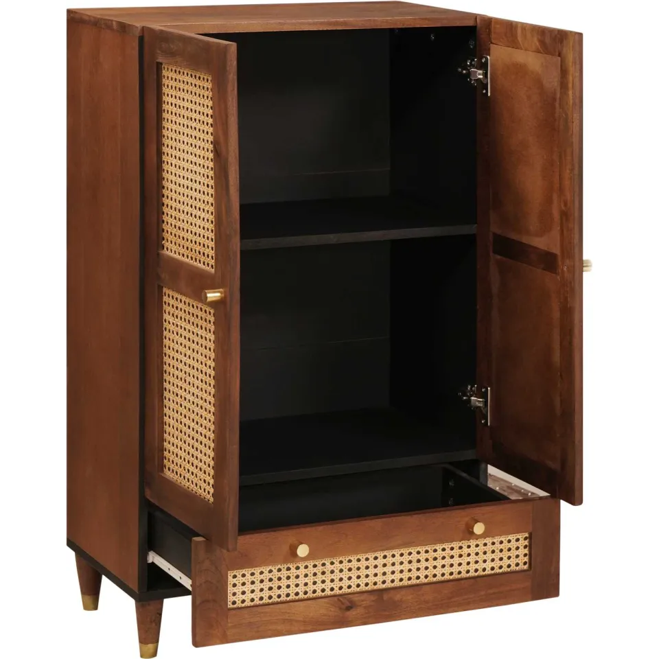 vidaXL Hoge Kast Bruin 60 x 33,5 x 100 cm Massief Mango Hout, foto 2