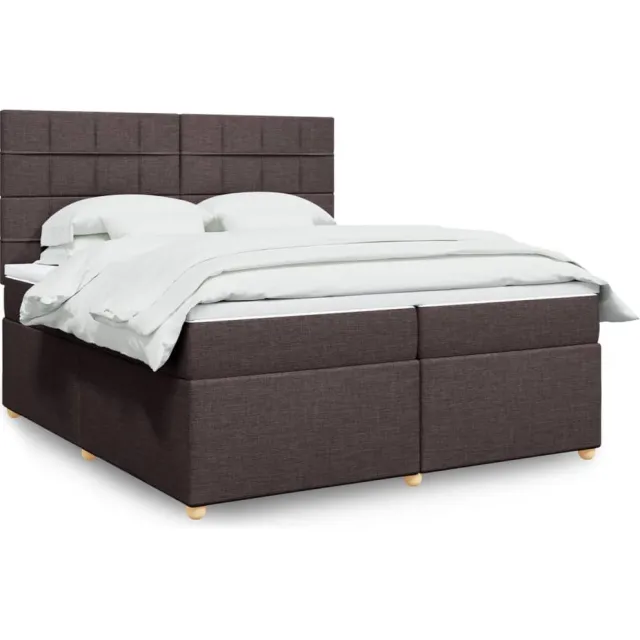 vidaXL Boxspring met matras stof donkerbruin 200x200 cm bruin