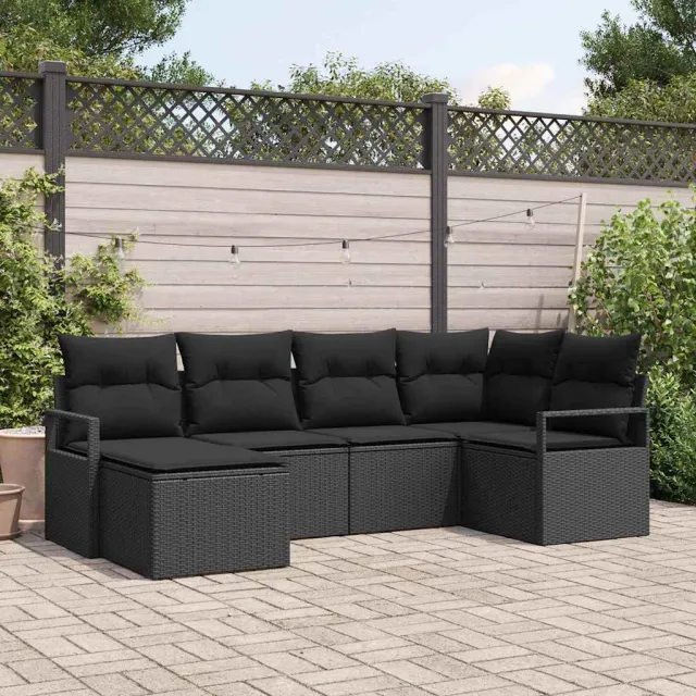 vidaXL Bankstel 6 st Zwart poly rattan, foto 2