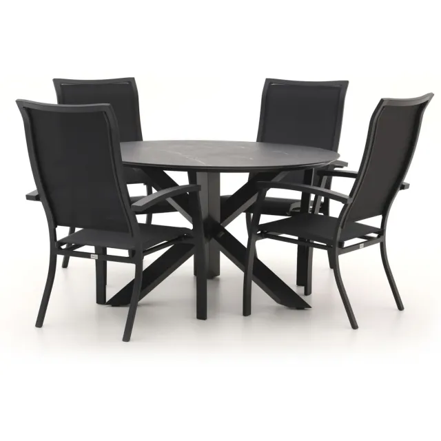 Bellagio tuinmeubelen Bellagio Lugo/Lodola ø 130cm dining tuinset 5-delig stapelbaar zwart, foto 2