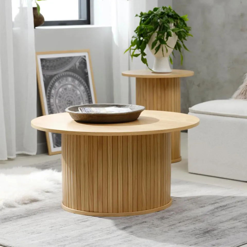Olivine Lenn houten salontafel naturel - Ø90 cm, foto 3