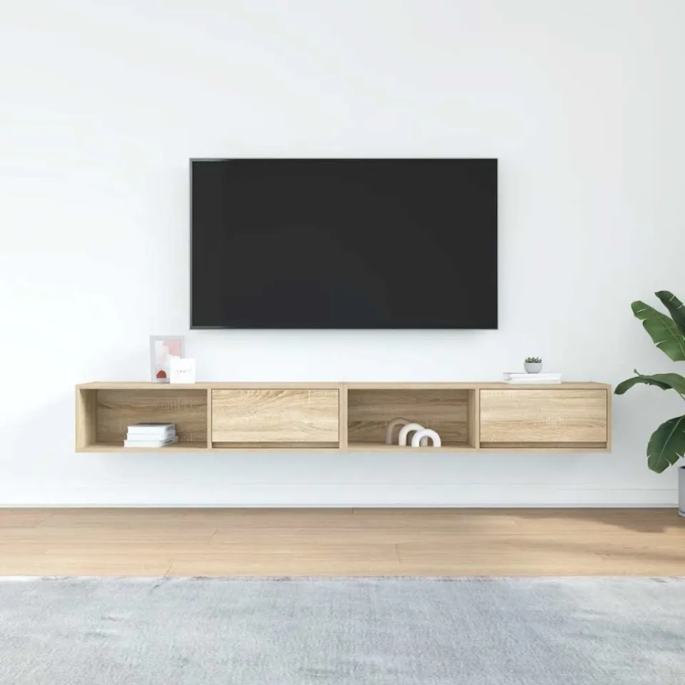 vidaXL Tv-meubelen 2 st 100x31x25,5cm bewerkt hout sonoma eikenkleurig, foto 3