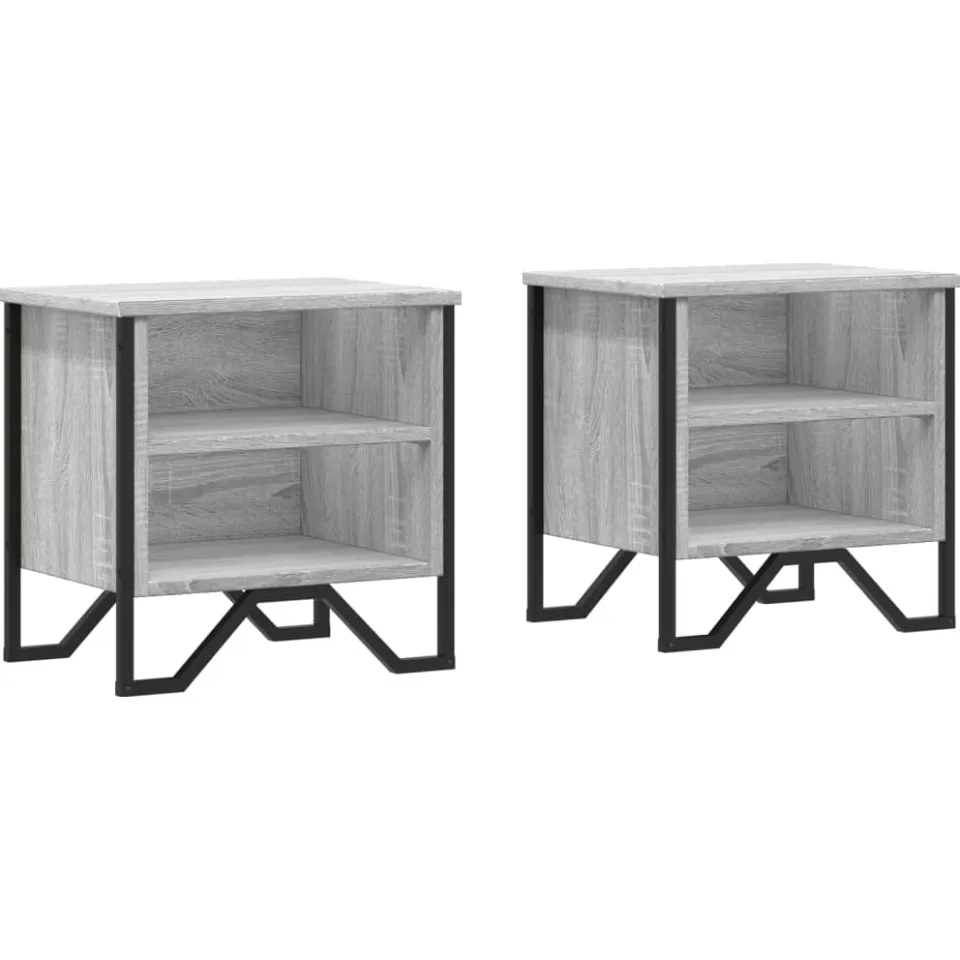 vidaXL Nachtkastjes 2 st 40x30x40 cm bewerkt hout grijs sonoma eiken