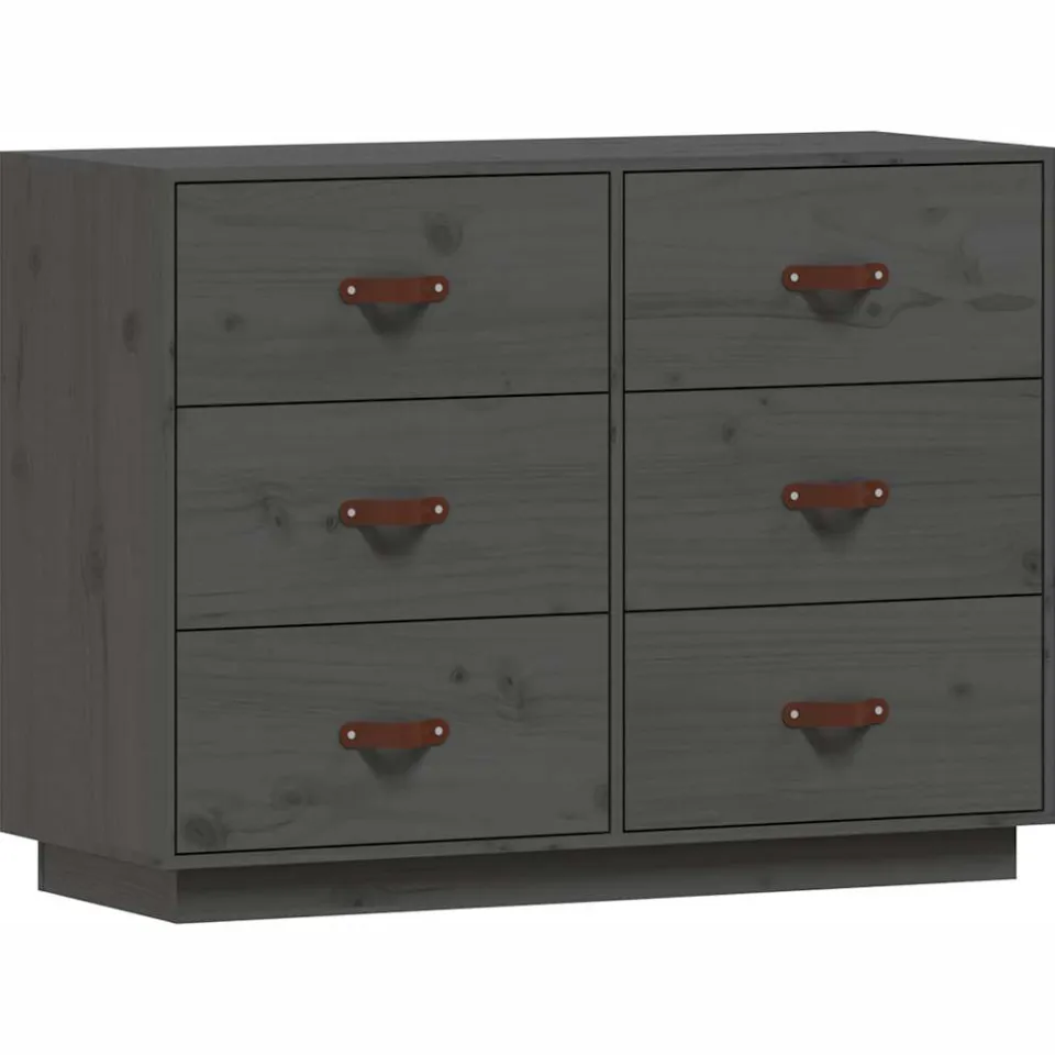 vidaXL Dressoir 100x40x75 cm massief grenenhout grijs