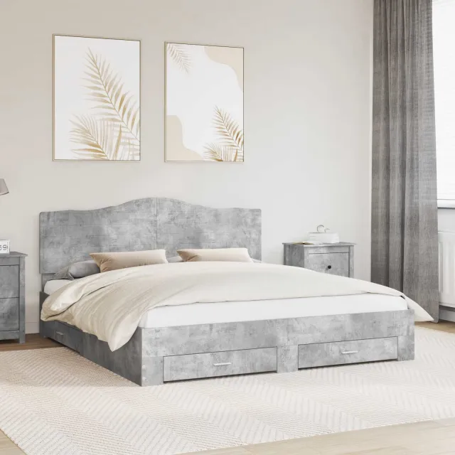 vidaXL Bedframe met lade Beton Grijs 180 x 200 cm Bewerkt hout