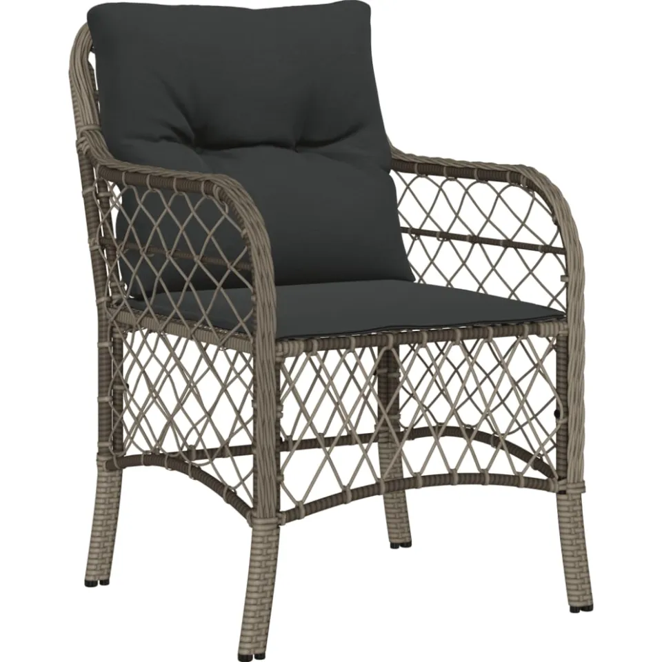vidaXL 7-delige Tuinset met kussens poly rattan grijs