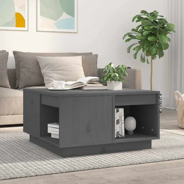 vidaXL Salontafel 60x61x32,5 cm massief grenenhout grijs, foto 2