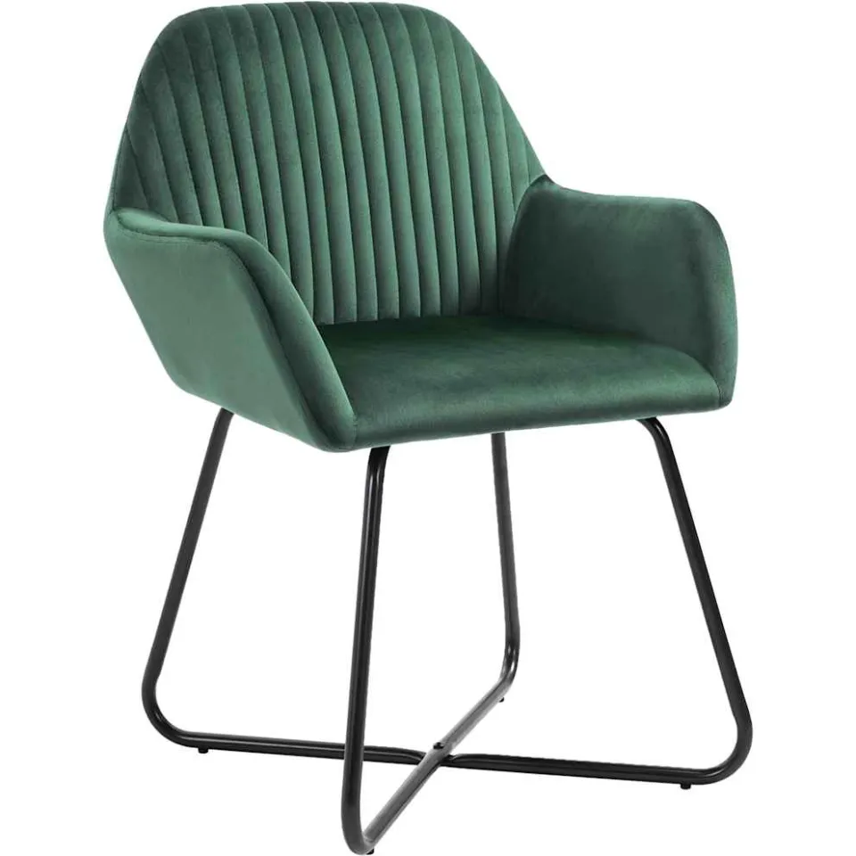 vidaXL Eetkamerstoelen 4 st fluweel groen, foto 2