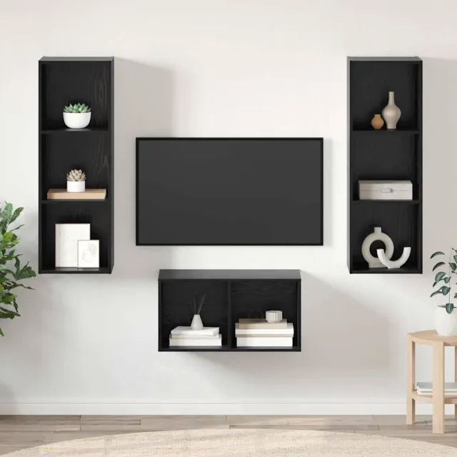vidaXL Tv-meubelset 37 x 37 x 107 cm Zwart Eiken, foto 2