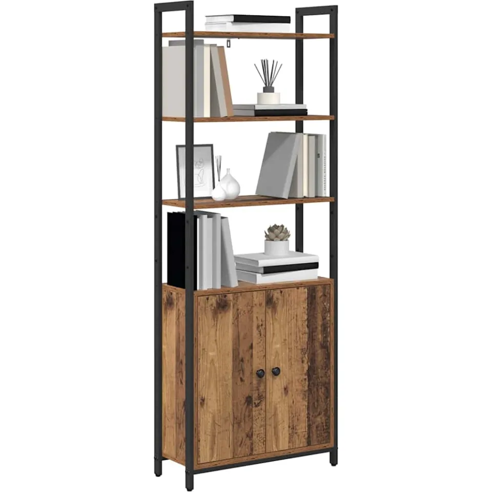 vidaXL Boekenkast 6-laags 60 x 24 x 161 cm Bewerkt hout Oud Hout bruin