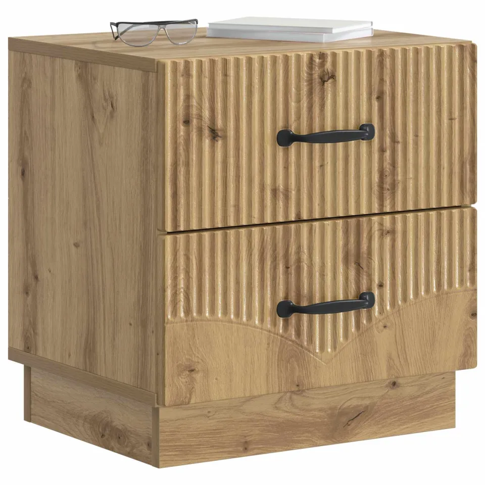 vidaXL Nachtkastje 2 st Artisanaal eiken 43 x 34,5 x 44,5 cm Bruin